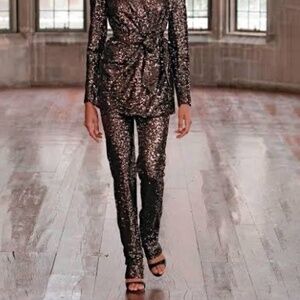 Badgley Mischa Slim fit runway gold sequin pants, Size 4, EUC menswear inspired
